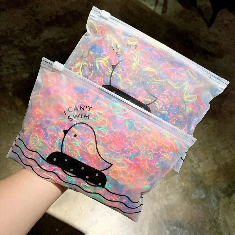 1000 unidades/pacote coloridas pequenas descartáveis elásticos goma para rabo de cavalo segurar elástico faixas de cabelo moda acessórios para cabelo - mimarte