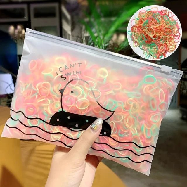 1000 unidades/pacote coloridas pequenas descartáveis elásticos goma para rabo de cavalo segurar elástico faixas de cabelo moda acessórios para cabelo - mimarte