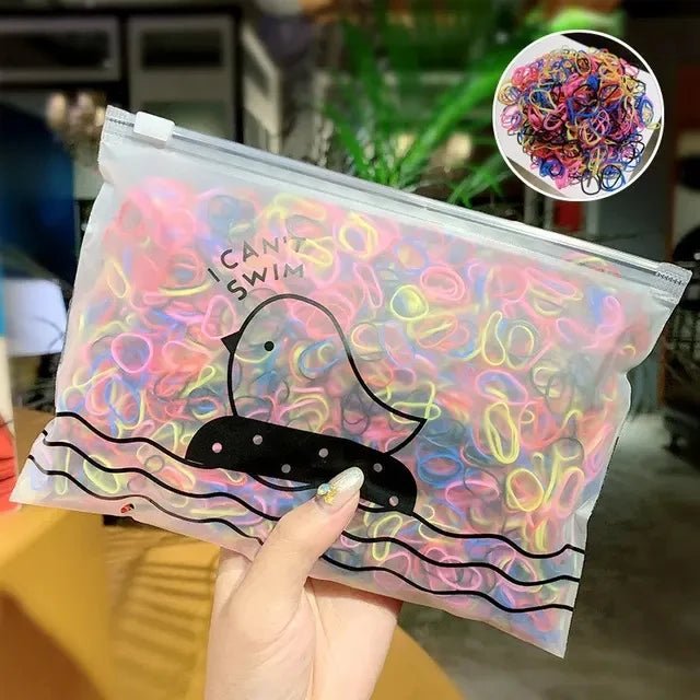 1000 unidades/pacote coloridas pequenas descartáveis elásticos goma para rabo de cavalo segurar elástico faixas de cabelo moda acessórios para cabelo - mimarte