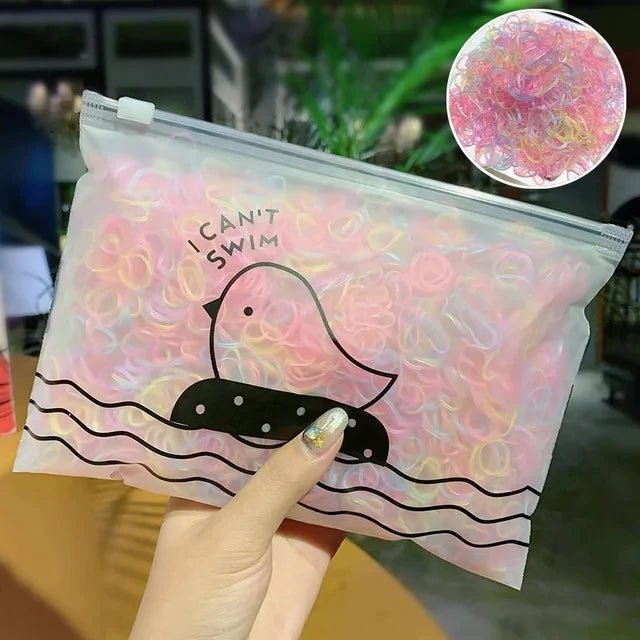1000 unidades/pacote coloridas pequenas descartáveis elásticos goma para rabo de cavalo segurar elástico faixas de cabelo moda acessórios para cabelo - mimarte