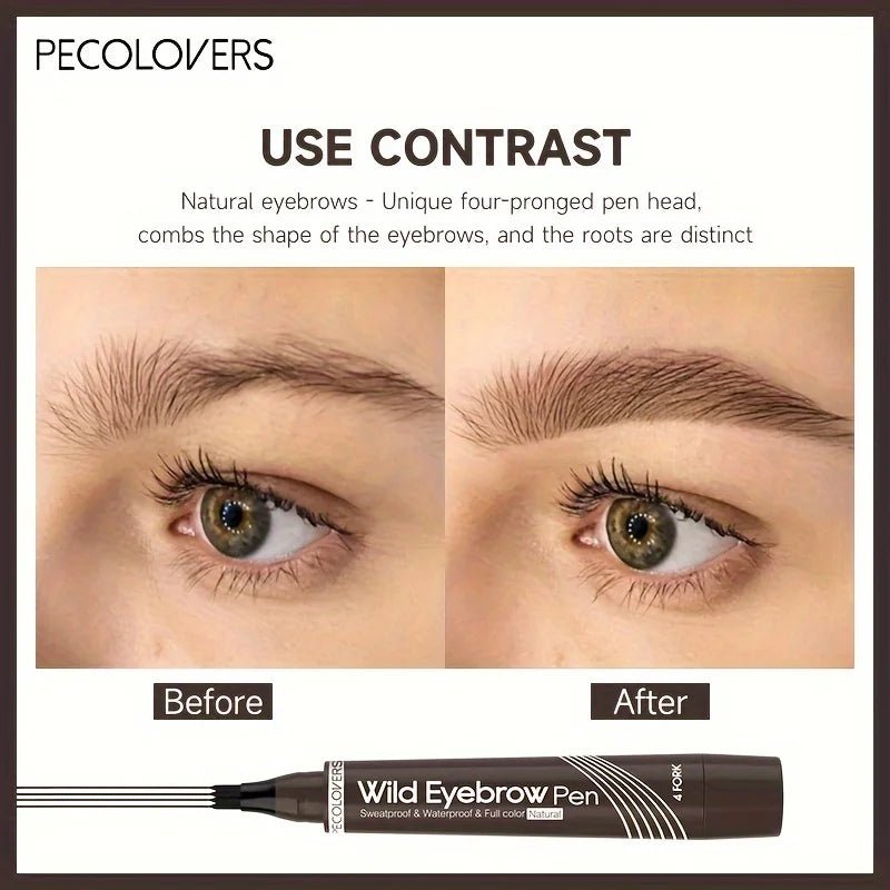 6 cores 1pc caneta de sobrancelha à prova d'água 4 pontas divididas caneta de sobrancelha caneta de tatuagem de sobrancelha à prova d'água líquido preto lápis de maquiagem de sobrancelha - mimarte