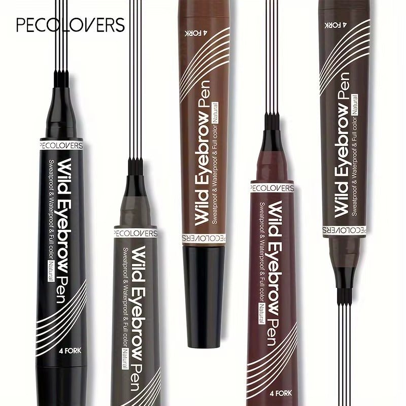 6 cores 1pc caneta de sobrancelha à prova d'água 4 pontas divididas caneta de sobrancelha caneta de tatuagem de sobrancelha à prova d'água líquido preto lápis de maquiagem de sobrancelha - mimarte