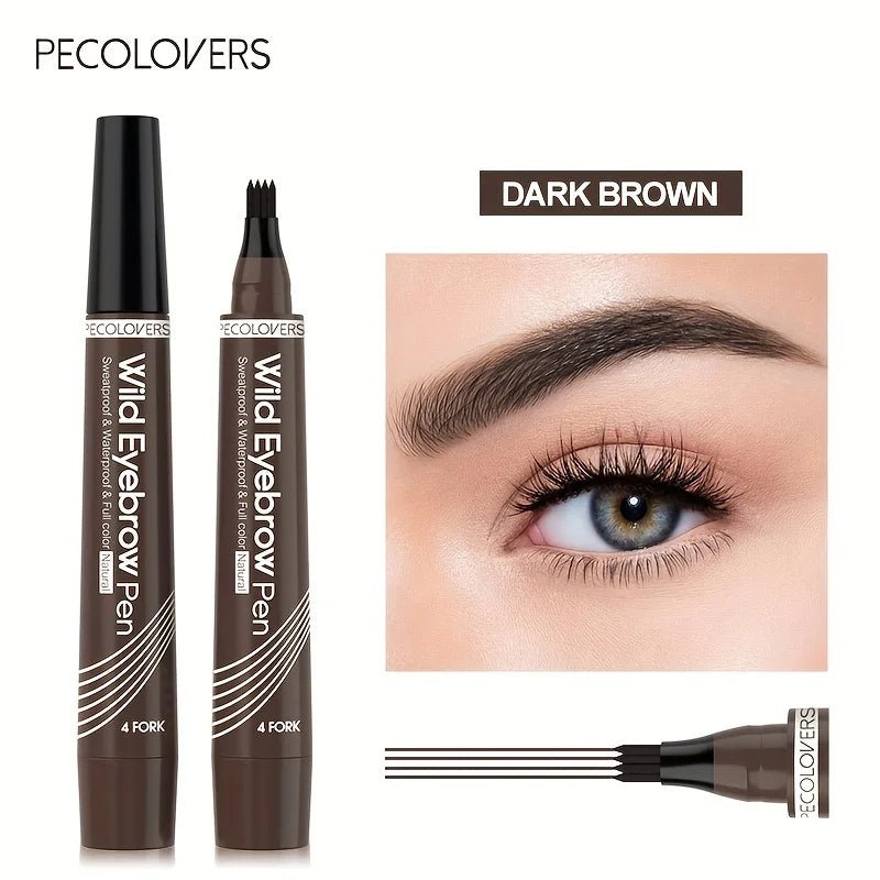 6 cores 1pc caneta de sobrancelha à prova d'água 4 pontas divididas caneta de sobrancelha caneta de tatuagem de sobrancelha à prova d'água líquido preto lápis de maquiagem de sobrancelha - mimarte