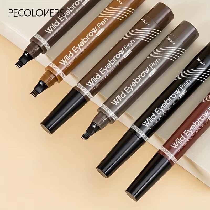 6 cores 1pc caneta de sobrancelha à prova d'água 4 pontas divididas caneta de sobrancelha caneta de tatuagem de sobrancelha à prova d'água líquido preto lápis de maquiagem de sobrancelha - mimarte