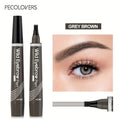 6 cores 1pc caneta de sobrancelha à prova d'água 4 pontas divididas caneta de sobrancelha caneta de tatuagem de sobrancelha à prova d'água líquido preto lápis de maquiagem de sobrancelha - mimarte