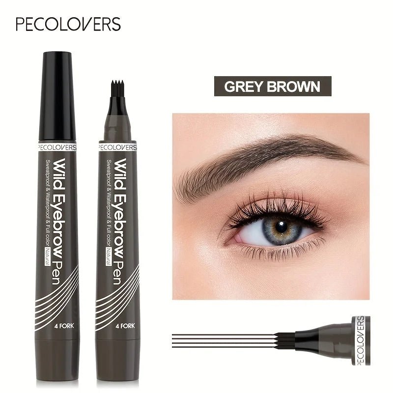 6 cores 1pc caneta de sobrancelha à prova d'água 4 pontas divididas caneta de sobrancelha caneta de tatuagem de sobrancelha à prova d'água líquido preto lápis de maquiagem de sobrancelha - mimarte