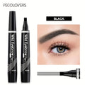 6 cores 1pc caneta de sobrancelha à prova d'água 4 pontas divididas caneta de sobrancelha caneta de tatuagem de sobrancelha à prova d'água líquido preto lápis de maquiagem de sobrancelha - mimarte