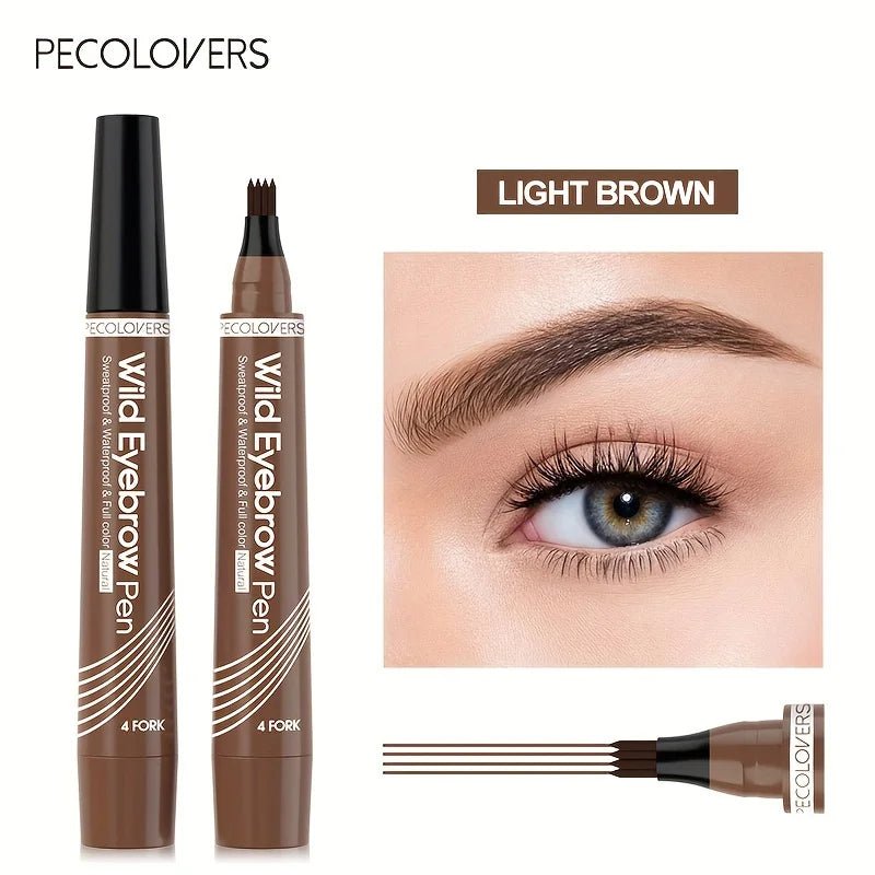 6 cores 1pc caneta de sobrancelha à prova d'água 4 pontas divididas caneta de sobrancelha caneta de tatuagem de sobrancelha à prova d'água líquido preto lápis de maquiagem de sobrancelha - mimarte