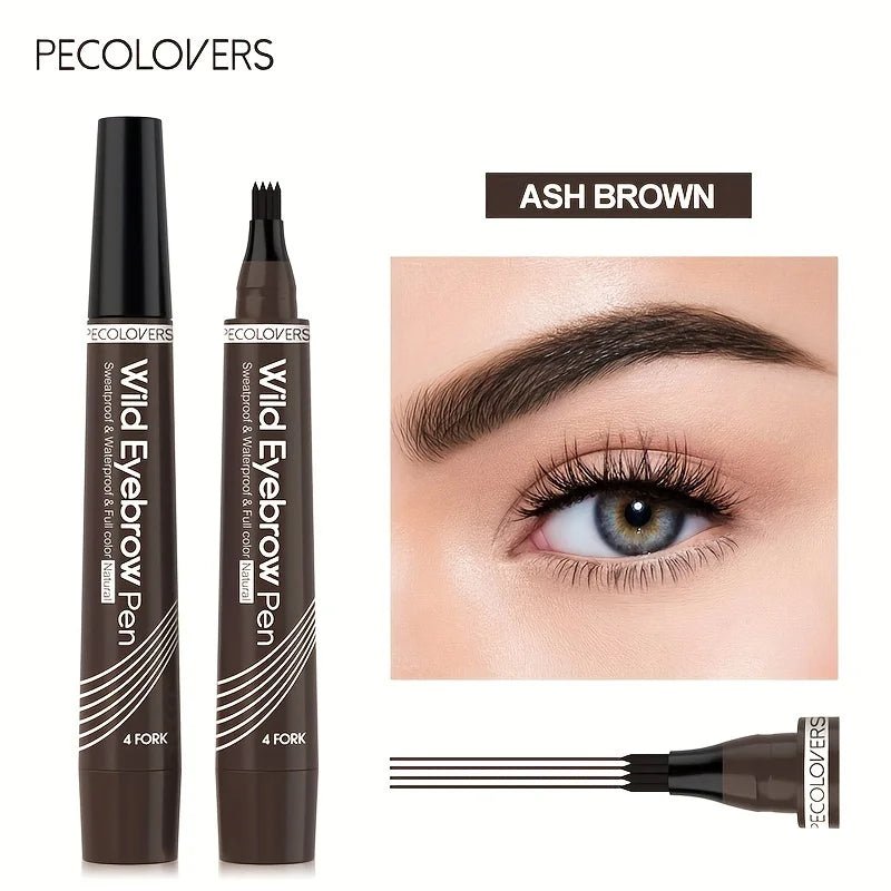 6 cores 1pc caneta de sobrancelha à prova d'água 4 pontas divididas caneta de sobrancelha caneta de tatuagem de sobrancelha à prova d'água líquido preto lápis de maquiagem de sobrancelha - mimarte