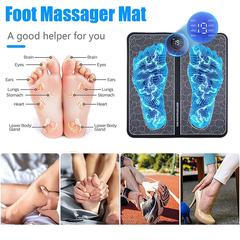 Almofada de massagem elétrica para pés, treinador de relaxamento muscular para massagem, fitness, esporte ao ar livre, casa, família, relaxamento