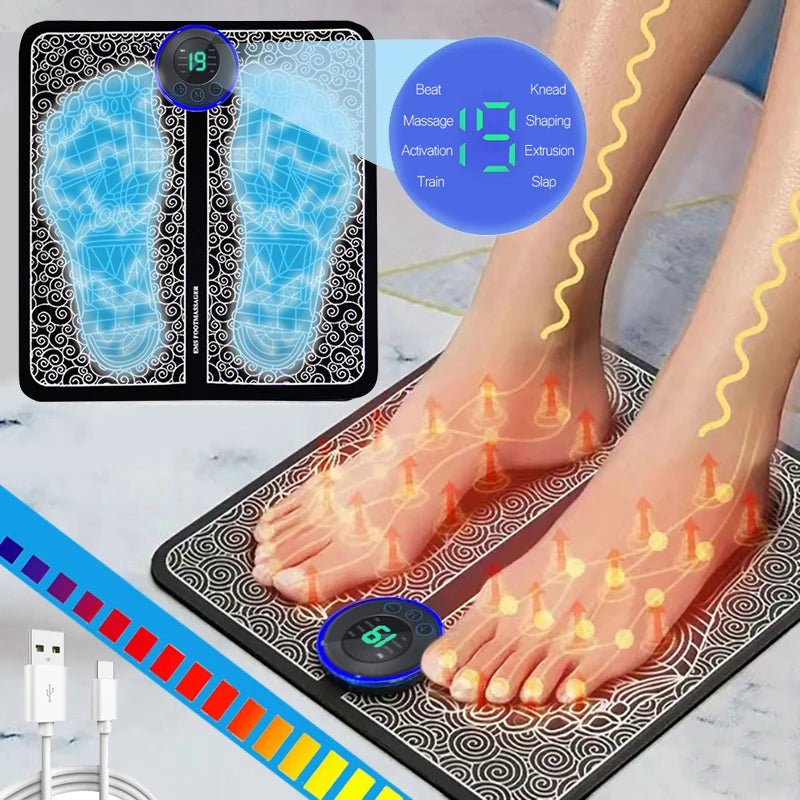 Almofada de massagem elétrica para pés, treinador de relaxamento muscular para massagem, fitness, esporte ao ar livre, casa, família, relaxamento - mimarte