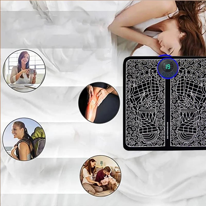 Almofada de massagem elétrica para pés, treinador de relaxamento muscular para massagem, fitness, esporte ao ar livre, casa, família, relaxamento - mimarte