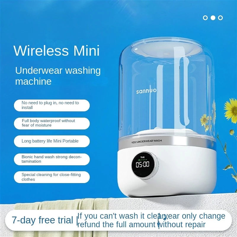 Máquina de Lavar Mini 2025 Nova – Portátil, Compacta e Recarregável para Meias e Roupa Íntima