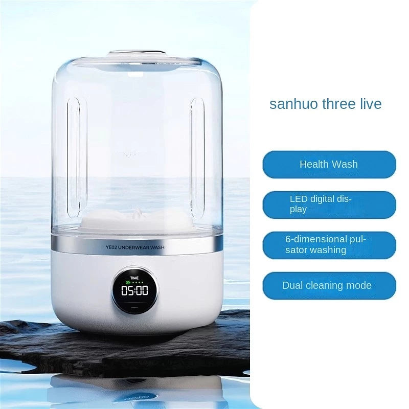 Máquina de Lavar Mini 2025 Nova – Portátil, Compacta e Recarregável para Meias e Roupa Íntima