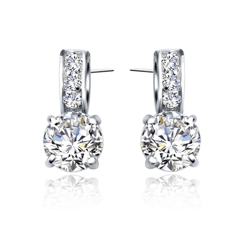 Conjunto de joias de noiva em prata esterlina 925, pingente de cristal de zircônia cúbica clássica - mimarte