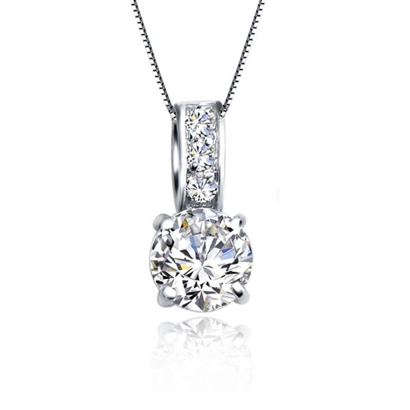Conjunto de joias de noiva em prata esterlina 925, pingente de cristal de zircônia cúbica clássica - mimarte