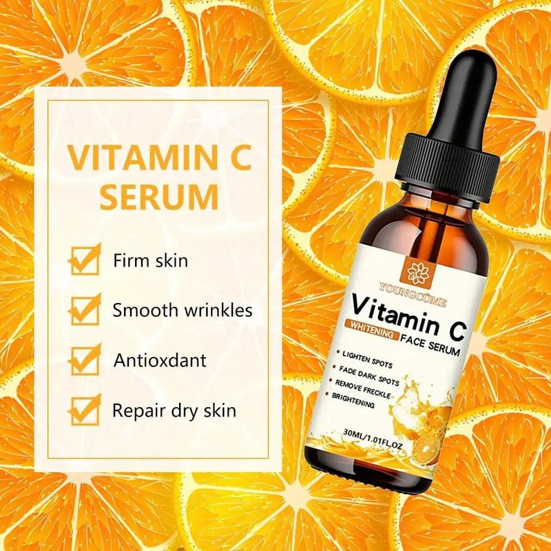 Essência Facial de Vitamina C Contém Ácido Hialurônico Removedor de Manchas Escuras Hidratante Reparador Antienvelhecimento Essência Facial Cuidados com a Pele 30ml - mimarte