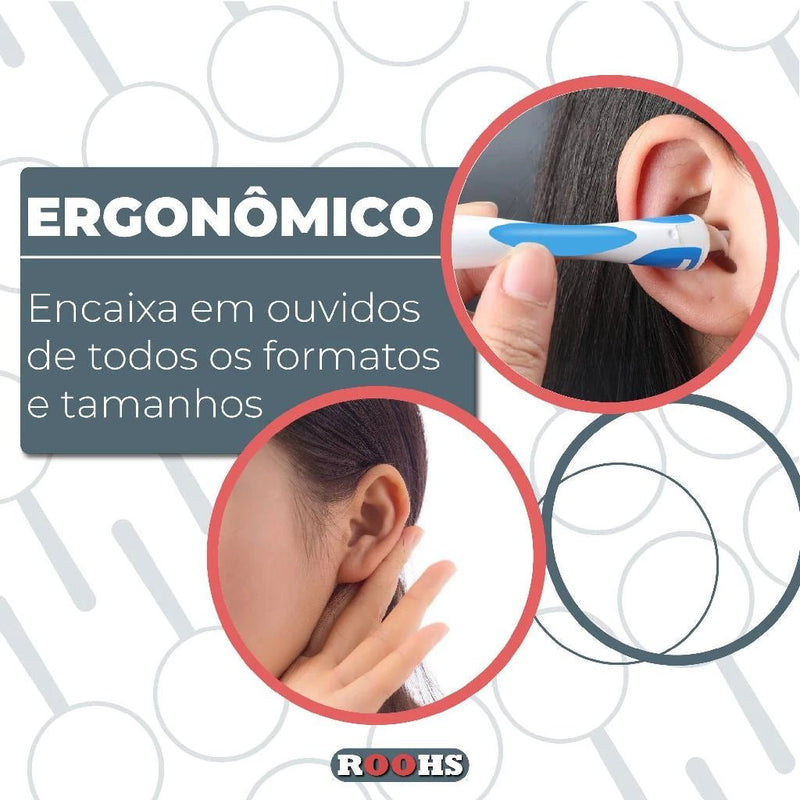 Limpador Removedor De Cera Cotonete Inteligente Para Orelha Higienizador De Ouvido Fácil Com 16 Ponteiras - mimarte