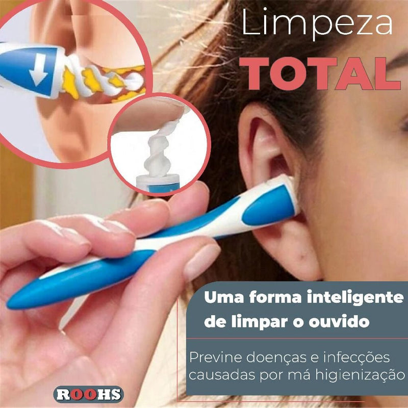 Limpador Removedor De Cera Cotonete Inteligente Para Orelha Higienizador De Ouvido Fácil Com 16 Ponteiras - mimarte