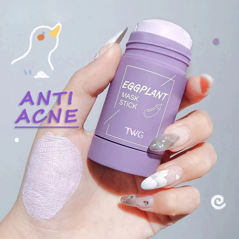 Máscara Anti Acne de Chá Verde para Cravos e Poros Dilatados - Berinjela Clareamento Purificação Máscara de Argila Stick - mimarte