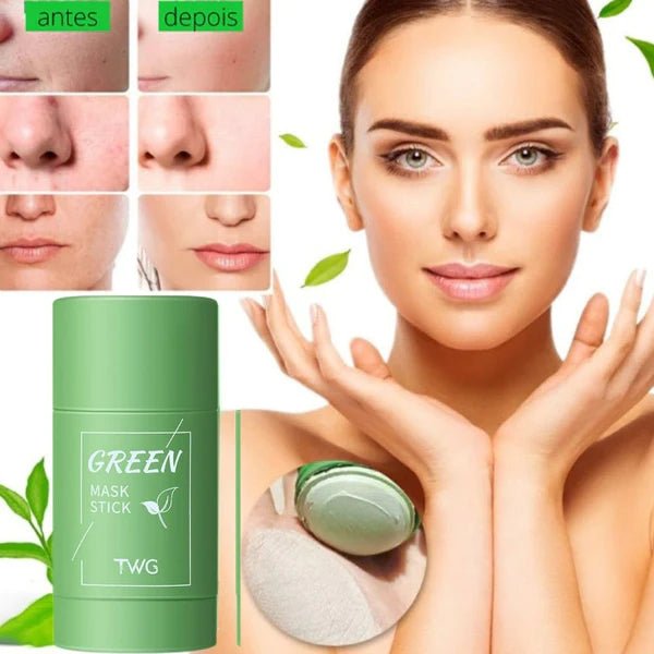 Máscara Anti Acne de Chá Verde para Cravos e Poros Dilatados - Berinjela Clareamento Purificação Máscara de Argila Stick - mimarte