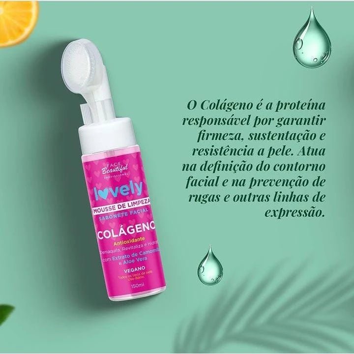 Mousse Sabonete Facial 150ml Face Beautiful de Limpeza Com Aplicador - mimarte