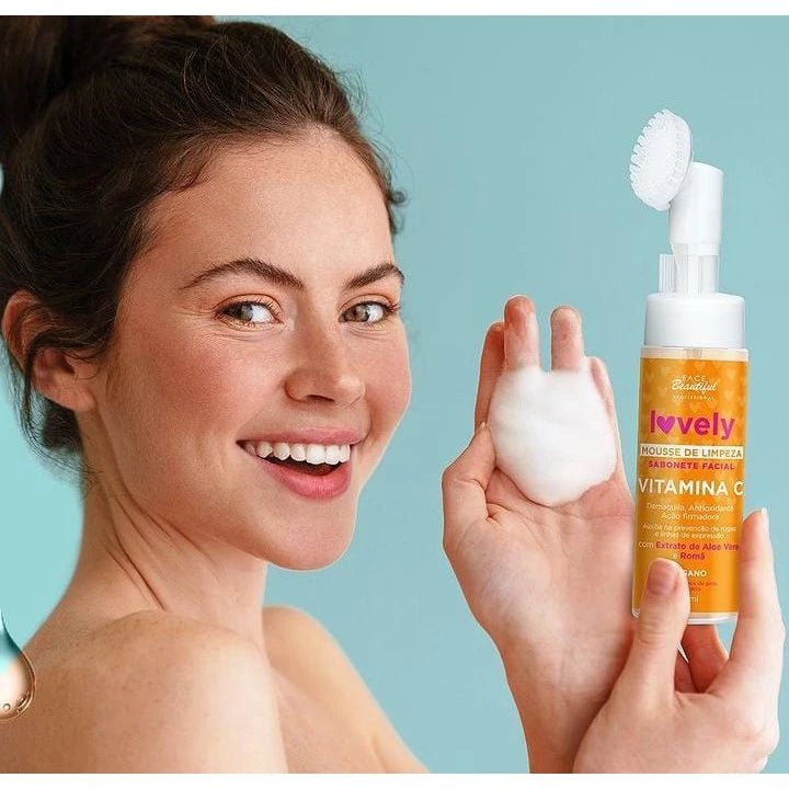 Mousse Sabonete Facial 150ml Face Beautiful de Limpeza Com Aplicador - mimarte