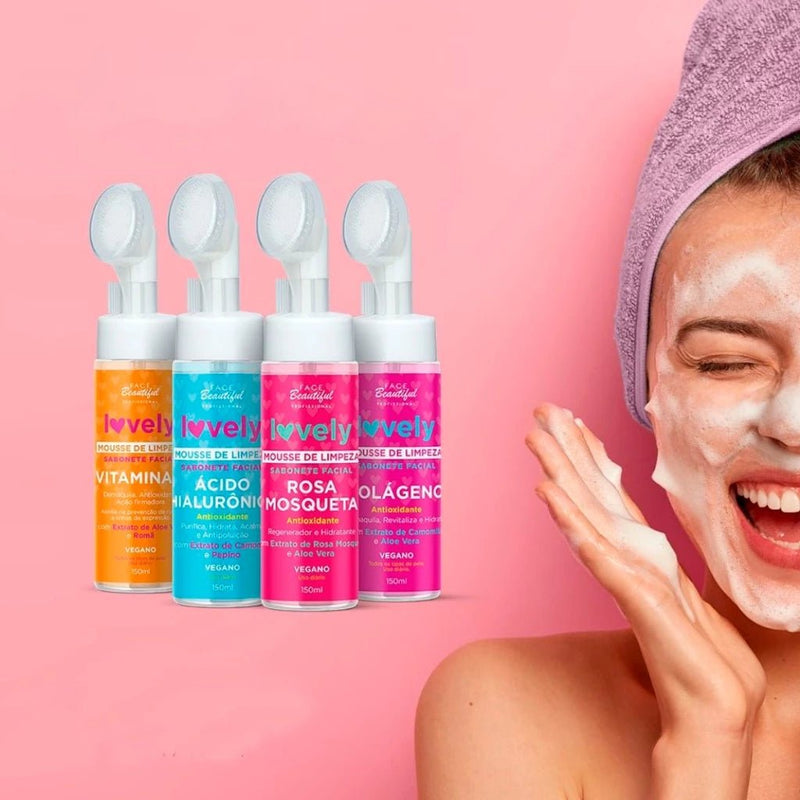 Mousse Sabonete Facial 150ml Face Beautiful de Limpeza Com Aplicador - mimarte