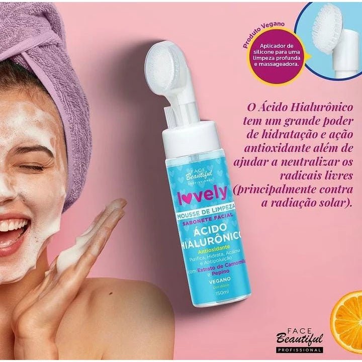 Mousse Sabonete Facial 150ml Face Beautiful de Limpeza Com Aplicador - mimarte