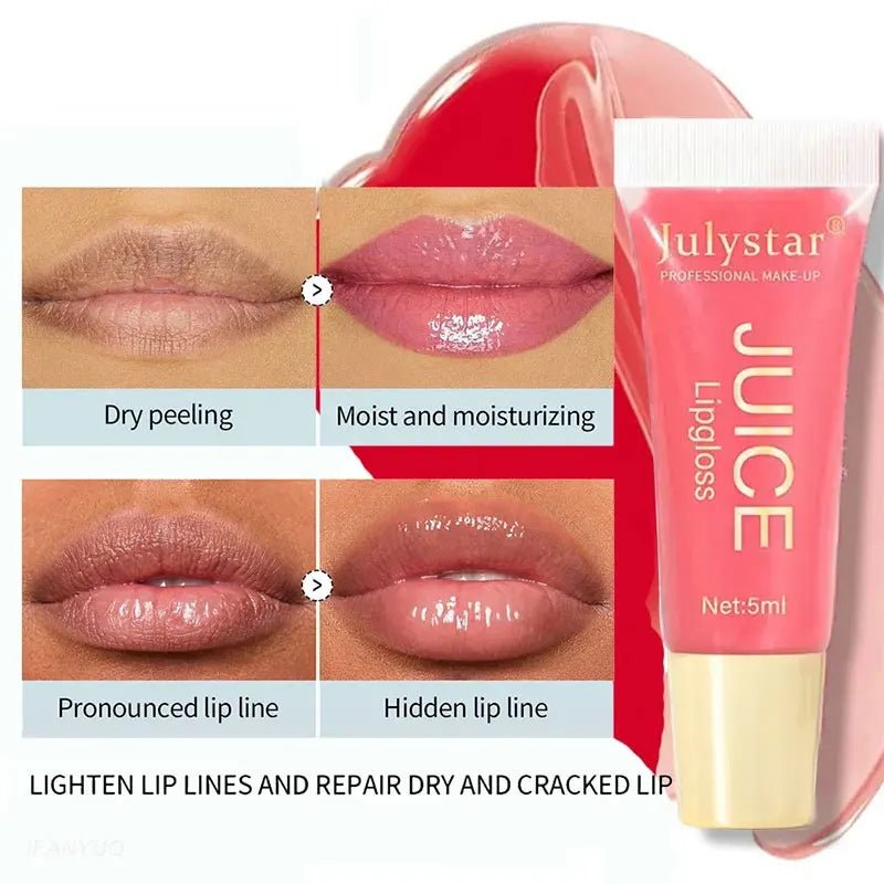 Óleo labial transparente aquoso, hidratante e suavizante, linhas labiais, brilho labial, vidro labial, aroma de frutas - mimarte