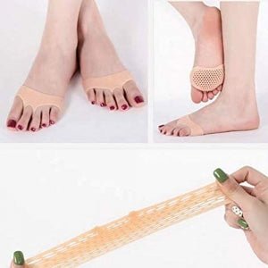 Par Meia Palmilha Ortopédica Protetor para os Pés Almofada Silicone Gel Tiptoe - mimarte