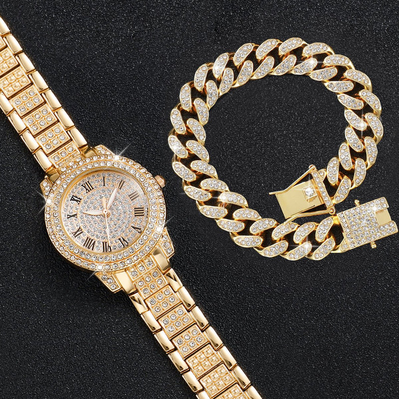 Relógio feminino Luxo Pulse Strass Moda Diamante com Pulseira - mimarte