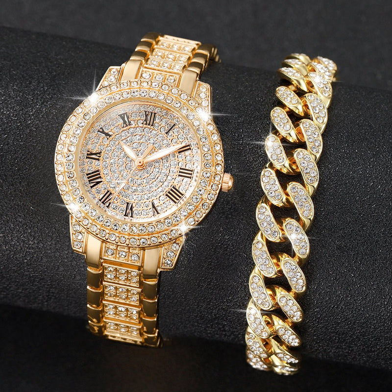 Relógio feminino Luxo Pulse Strass Moda Diamante com Pulseira - mimarte