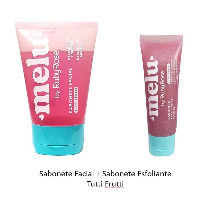 Skincare Melu by Ruby Rose Vegano Sérum Água Micelar Tônico Sabonete Facial Esfoliante - mimarte