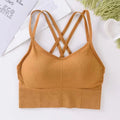 Tops femininos com alça cruzada nas costas, regata push up, sutiã esportivo para exercícios respirável, macio, fitness beleza, cor sólida - mimarte