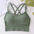 Tops femininos com alça cruzada nas costas, regata push up, sutiã esportivo para exercícios respirável, macio, fitness beleza, cor sólida - mimarte
