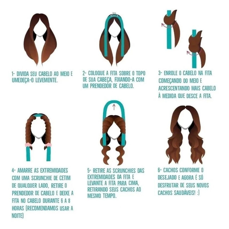 Touca cetim dupla face + Modelador de Cachos em Cetim HEATLESS CURLS - mimarte