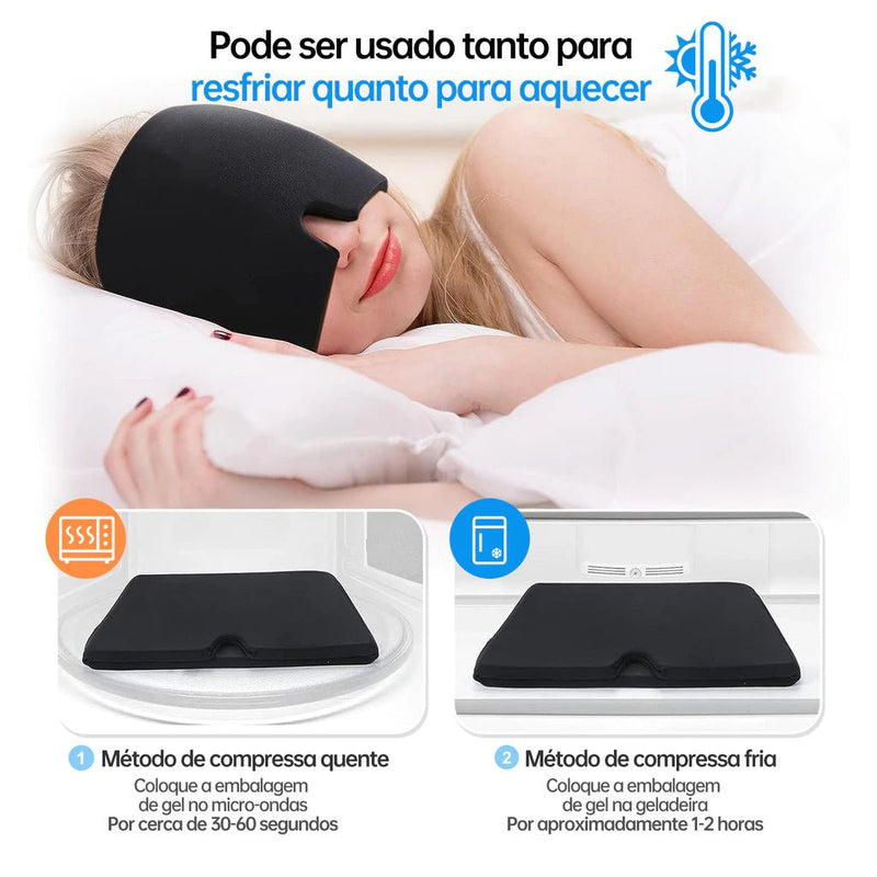 Touca Terapêutica para Dor de Cabeça Alívio da Enxaqueca Compressão Quente e Frio - mimarte