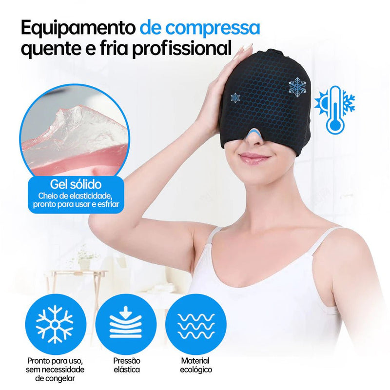 Touca Terapêutica para Dor de Cabeça Alívio da Enxaqueca Compressão Quente e Frio - mimarte